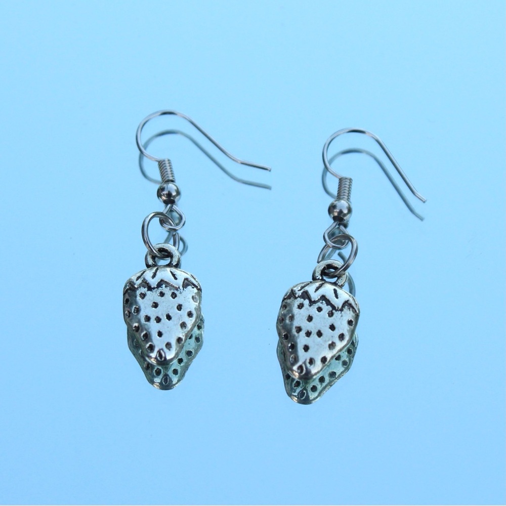 Silver Strawberry Earrings